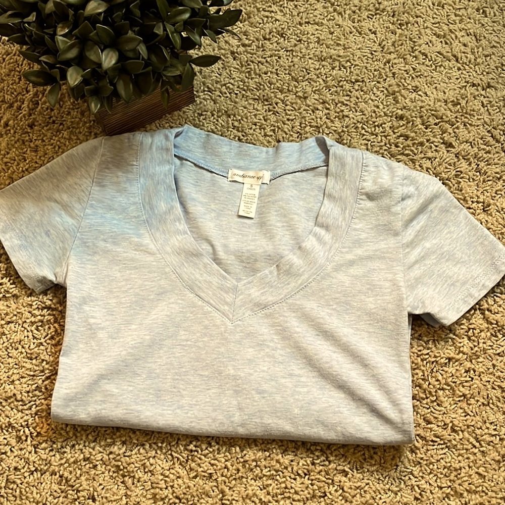 Heathered Baby Blue V-neck Tee - Super Soft - Small